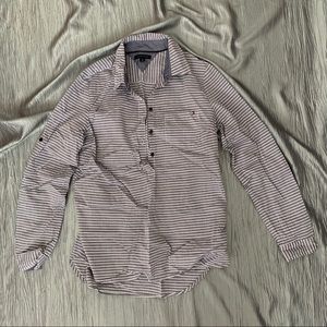 Tommy Hilfiger Striped Half-Button Blouse